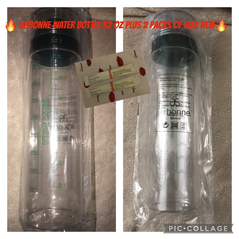Arbonne Water Bottle BPA-Free 32 oz New plus fizz spiced punch